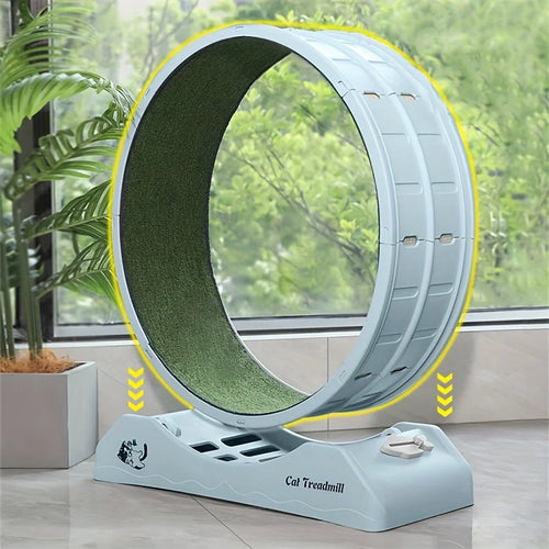 1Pc Indoor Assembly Of Cat Roller Treadmill,Silent Fitness Cat Running Wheel With Carpeted Runway,Plastic Treadmill For Pet Cats